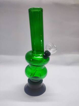 MFTONLINE MFT ONLINE D-011 GREEN WEED GLASS BONG DOUBLE 9 INCH Beer Bong Funnel