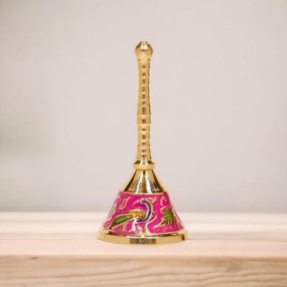 Puja Home Brass Hand Bell for House/Temple/Prayers Bell Pull Ends
