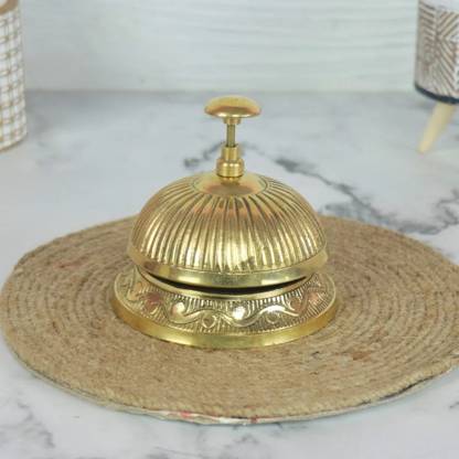 CRAPLE Beautiful Design Vintage Style Service Desk Call Brass Bell Bell Pull Ends