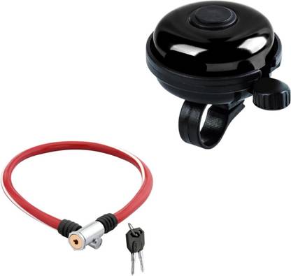 rahidhay Combo Bicycle Cable Lock(Red) with Bell(Black) Bell