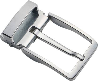 Lyla Men's Reversible Belt Buckle Single Prong Rectangular Pin Belt Buckle Silver Belt Tie Rack