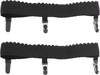 Lyla Elastic Nylon Anti-slip Sock Garters Sock Suspenders for Women Black Belt Tie Rack