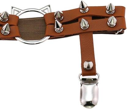 Lyla Women Leather Leg Ring Garter Belt Elastic Punk Rivet Thigh Suspender Coffee Belt Tie Rack