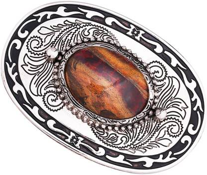 Lyla Western Belt Buckle Unisex Tribal Embossed Hip-Hop Metal Belt Buckle Silver Belt Tie Rack