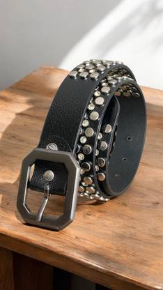 ROYAL CKIN Men Casual, Evening, Party Silver, Black Genuine Leather Belt