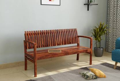 WOODENJOY Sheesham Wood Seating Bench/Wooden bench for Home/Office/Hall Solid Wood 3 Seater