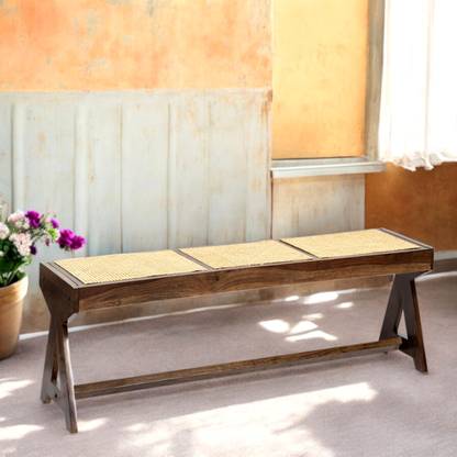 Ikiriya Rockport Sheesham Wood Mid Century Bench Solid Wood 3 Seater
