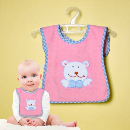 Miss & Chief by Flipkart Terry Cotton Double Layered Baby Bibs/Burp Cloth/Saliva Towel with Comfortable Tich Button Neck for Feeding Babies/Infants/Toddlers (Pink, Pack Of 1)