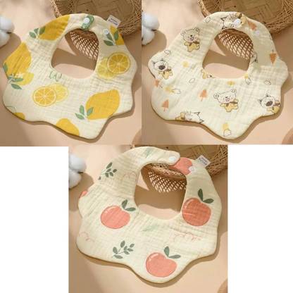 HytroMyk Baby Muslin Bib Super Soft Cotton Daily Use, bibs for baby appron (Pack of 3)