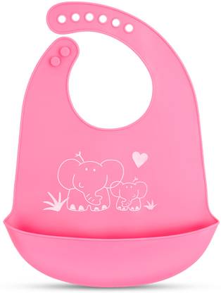 BUMTUM Silicone Baby Bib For Feeding & Weaning Babies Adjustable Neckline With Buttons