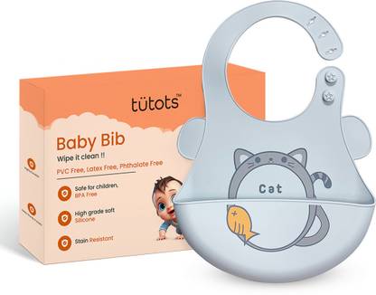 tutots Premium Silicone Baby Bib for Infants and Toddlers BPA Free, PVC Free Waterproof