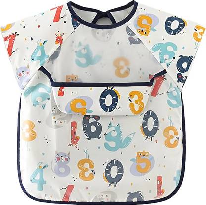 TONY STARK Sleeved Waterproof Baby Bib with Pocket – Lightweight, Washable,