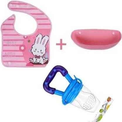 Babylib waterproof printed apron bib With Fruit Feeder Niplle
