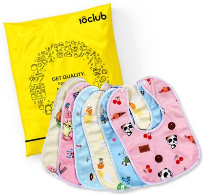 My New Born by 10Club Waterproof, 100% food grade silicone material, food crumb holder,safe and adjustible, premium, easy to clean high quality bibs-Green and Blue