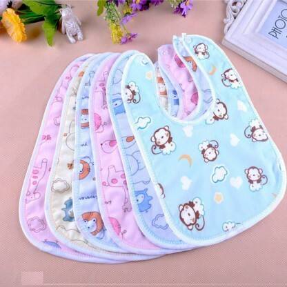 Bigbought Baby Cotton Bibs Waterproof (Pack of 6) (Multicolor)