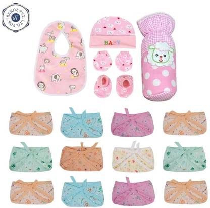 YOS TRENDZ Baby Langot, Bibs, Cap Mittens Set & Bottle Cover