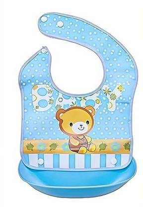 Kidsify Waterproof Washable Plastic Printed Baby Bib & Removable Tray