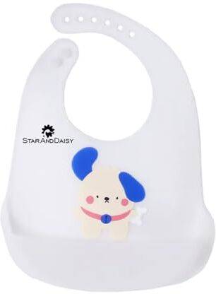 StarAndDaisy Soft Silicone Waterproof Baby Bib with Adjustable Buttons for Mess-Free Feeding