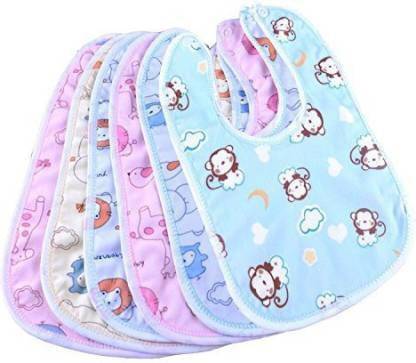 little monkeys Water-proof, Super Soft Cotton bibs, attached by button (pack of 6)