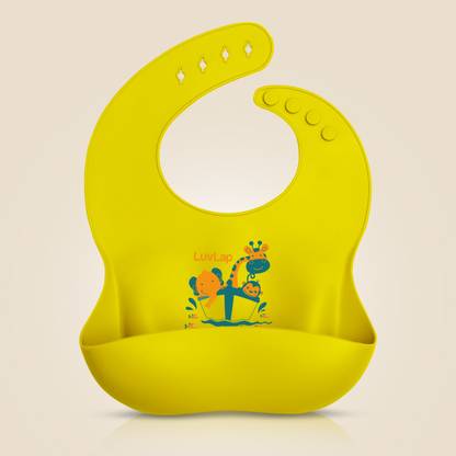 LuvLap Silicone Baby Bib for Feeding & Weaning Babies & Toddlers, Waterproof (Yellow)