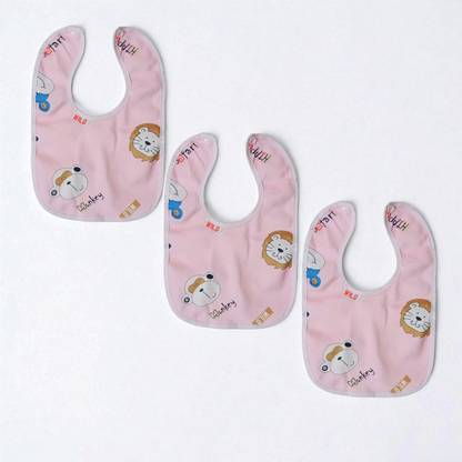 SARTraders 3 Pcs Water Resistant Cotton Pink Bibs Set