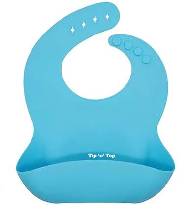 Tip 'n' Top SIlicon Baby Feeding Bibs Reusable and Size Adjustable, WaterProof