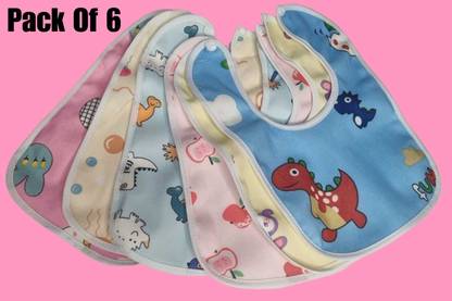 divyamart 6 Pcs Waterproof, Super Soft Cotton Daily Use, Stylish And Fast Dry Baby Bibs