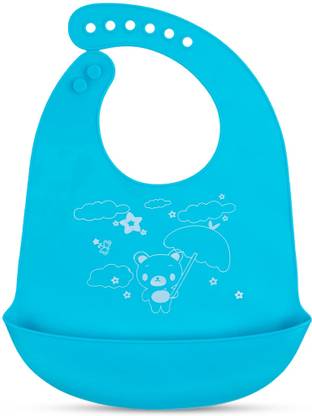 BUMTUM Silicone Baby Bib For Feeding & Weaning Babies Adjustable Neckline With Buttons