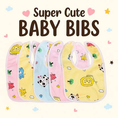 SOFTVIBE Waterproof Baby Bibs, Ultrasoft Cotton, Quick-Dry, Perfect for 3-12 Months