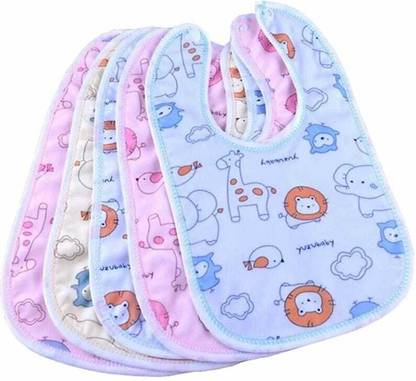 Pussy Baby Button Bibs Apron Feeding and Drooling Cute Animated printed (Pack Of 5)