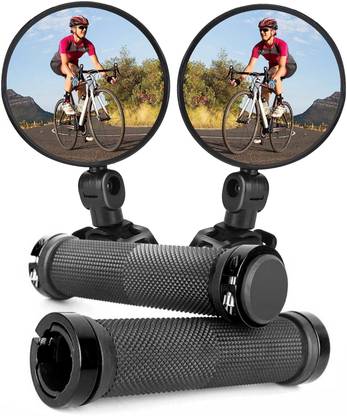 Onbicle Bicycle Grip With Mirror Adjustable Cycle Handle Grips Rotatable Convex Mirror Bicycle Handle Grip