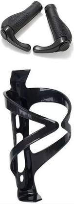 CYCLOWN ALL BLACK ALUMINIUM TYPE DESIGNER HANDLE GRIP WITH WATER BOTTLE HOLDER. Bicycle Handle Grip