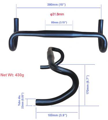 2fortheroad 60026 Cycle Handlebar Drop Bar Alloy 31.8mm Width: 380mm(15") wt: 430g (SMALL) Bicycle Handle Grip