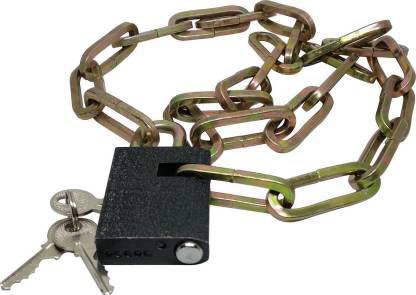 APNA KANHA Heavy Metal Chain with One Medium Size Lock for Travel Luggage Safety, Bike, Cycle Cycle Lock