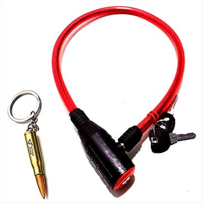 man of valour Red Helmet Lock Anti-Theft Multipurpose With Bullet Keyring Cycle Lock