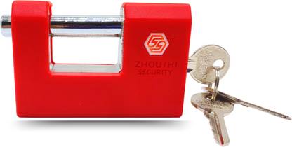 Nexshop ® Iron Curtain Padlock 90mm With Lining with 3 Keys ( Red ) Cycle Lock