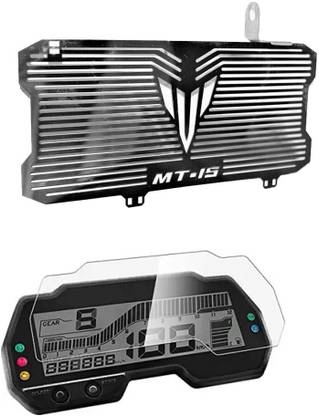 Vagary Combo of Black Radiator Grill With Screen Protector for MT 15 Bike Crash Guard