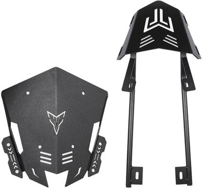 Vagary Metal Visor with MT 15 Top Rack/ Back Rest for for Yamaha MT 15 Bike Crash Guard