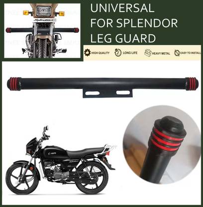 Znee Smart MDV8656 L 100% Heavy Metal Single Leg Guard Rod for Hero Splendor (1 Pc, Black) Bike Crash Guard