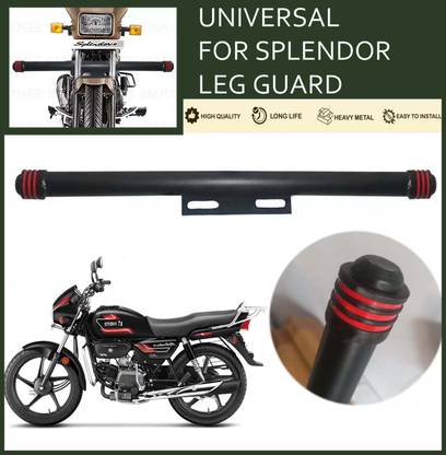 Znee Smart MDV8661L 100% Heavy Metal Single Leg Guard Rod for Hero Splendor (1 Pc, Black) Bike Crash Guard