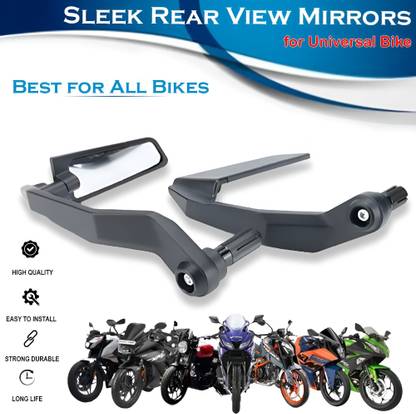 ASRYD Motorcycle Lever Guard With Integrated Rear View Mirror ABS Plastic Body Handlebar Hand Guard
