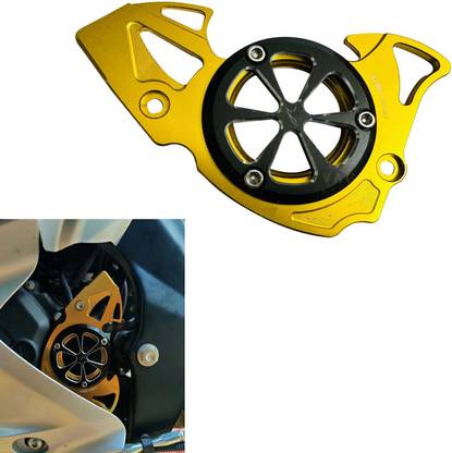 way2gmart Golden CNC Aluminium Front Chain Sprocket Cover for Yamaha R15 V4,V3,R15M, MT 15 Bike Chain Guard