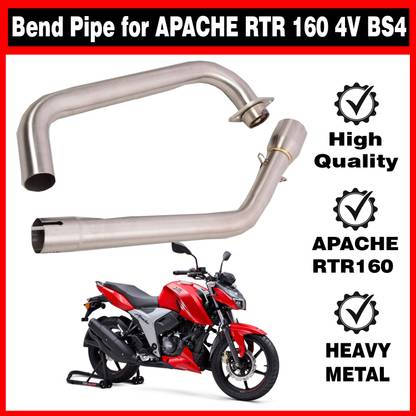 ASRYD TVS Apache RTR 160 4V BS4 Silencer Bend Pipe Bike Exhaust Heat Shield