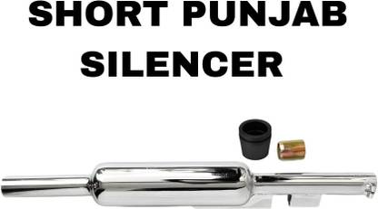 EAZ Short Punjab Silencer Free Flow For RE (Small Mouth, Black) Royal Enfield Classic 350, Classic 500, Electra 350, Thunder Bird 350, Thunder Bird 500 Full Exhaust System