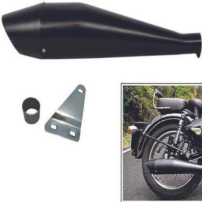 GOLSM Dolphin Exhaust silencer Black Glasswool Royal Enfield Electra 350 Full Exhaust System