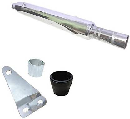 WORDZ Long Bottle Empty Chrome Bada Punjab Exhaust silencer Royal Enfield Continental GT Full Exhaust System