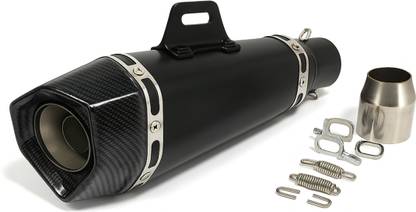AutoPowerz Black Hexagon Silencer Universal For Bike Universal For Bike Slip-on Exhaust System
