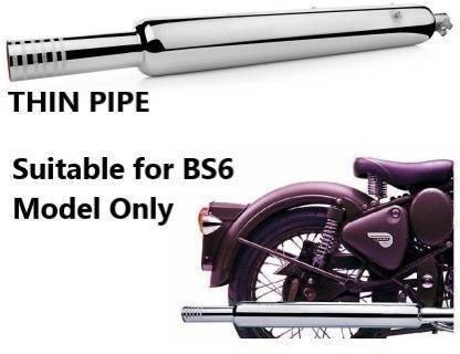 Ridefit Bullet Silencer Exhaust Long Bottle Punjab Dholki Thin Pipe Chrome Only for BS6 Royal Enfield Battle Green Full Exhaust System