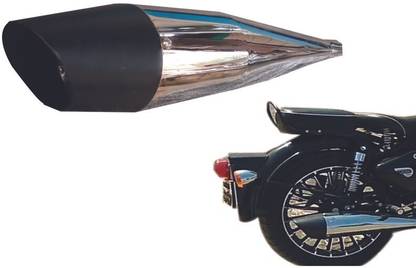 GOLSM Dolphin silencer Chrome Front Black Glasswwol Exhaust Royal Enfield 500 EFI Full Exhaust System