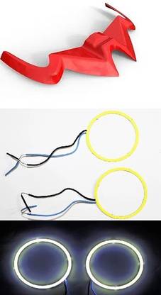 VermsBikers Bajaj Pulsar RS 200 Winglet (red) with RS 200 White LED Ring Light white Bike Fairing Kit